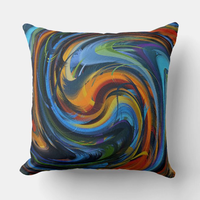 Swirl Colourful Abstract Art Cushion (Front)