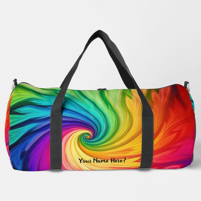 Swirl Colourful Name Duffle Bag (Front)