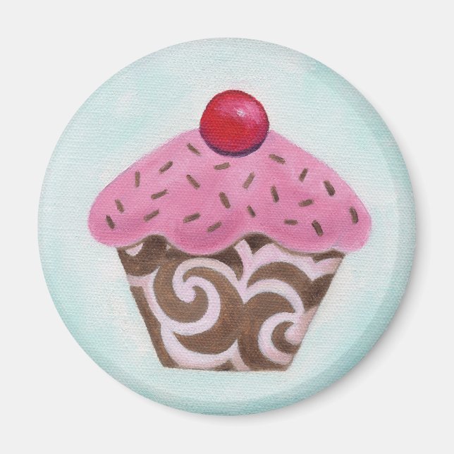 Swirl cupcake magnet (Front)
