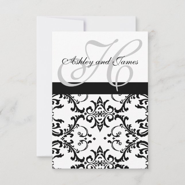 Swirl Damask RSVP Cards for Square Invites (Front)