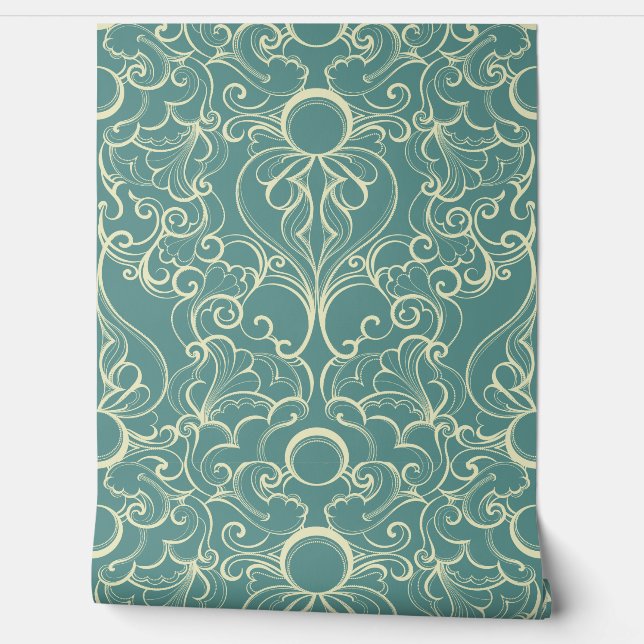 Swirl Damask Wallpaper (Unrolling)