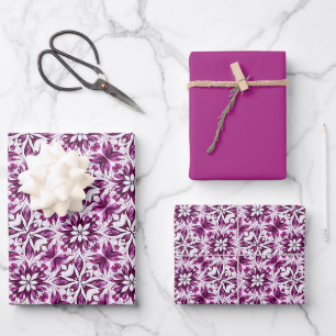 Swirl Floral Tile Pattern – in pink Wrapping Paper Sheet