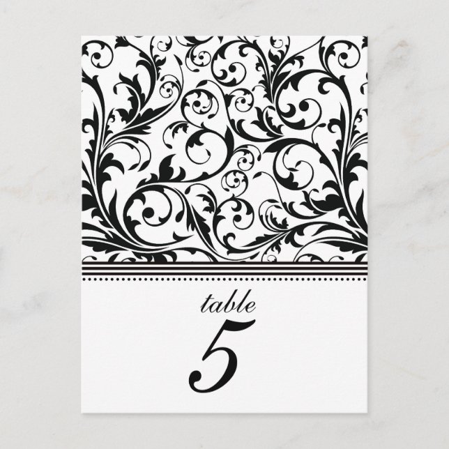 Swirl Folding Tent Table Number Postcard (Front)