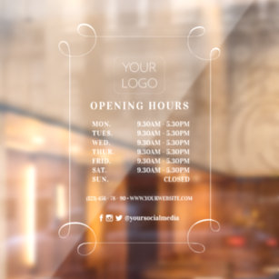 Swirl Frame Custom Business Logo Opening Hours