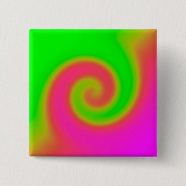 Swirl Green Pink 15 Cm Square Badge (Front)