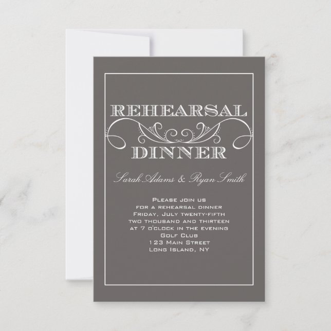 Swirl Grey Rehearsal Dinner Invitation (Front)
