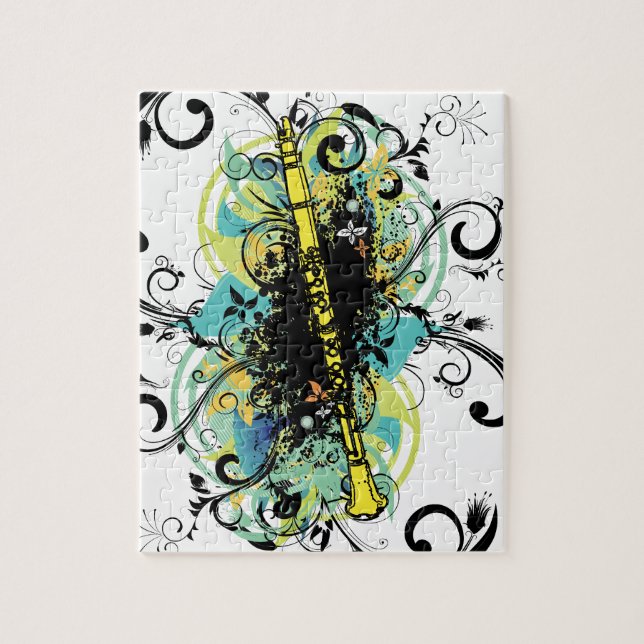 Swirl Grunge Clarinet Jigsaw Puzzle (Vertical)