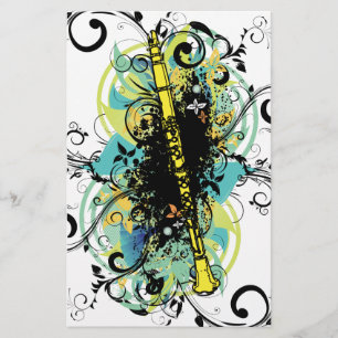 Swirl Grunge Clarinet Stationery
