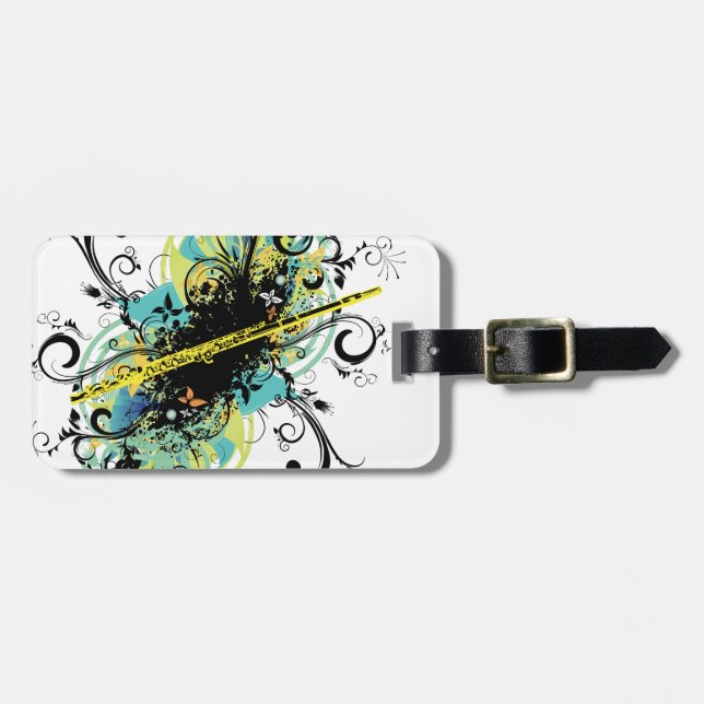 Swirl Grunge Flute Luggage Tag (Front Horizontal)