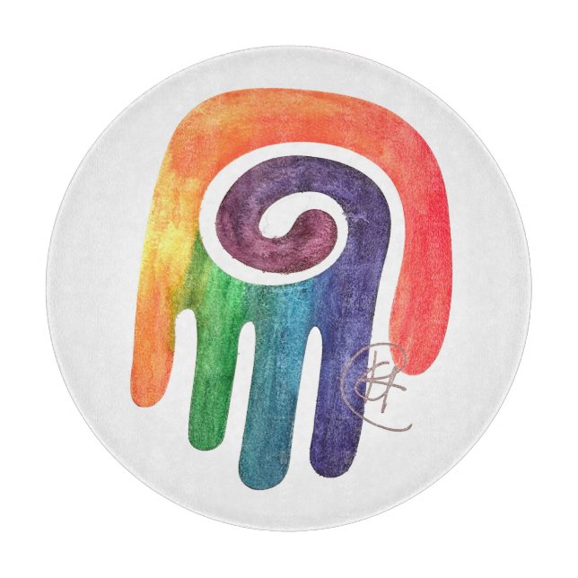 Swirl Hamsa Prism Art Challah Tray Cutting Board (Front)