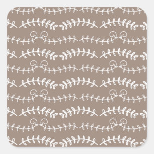 swirl leaves square sticker