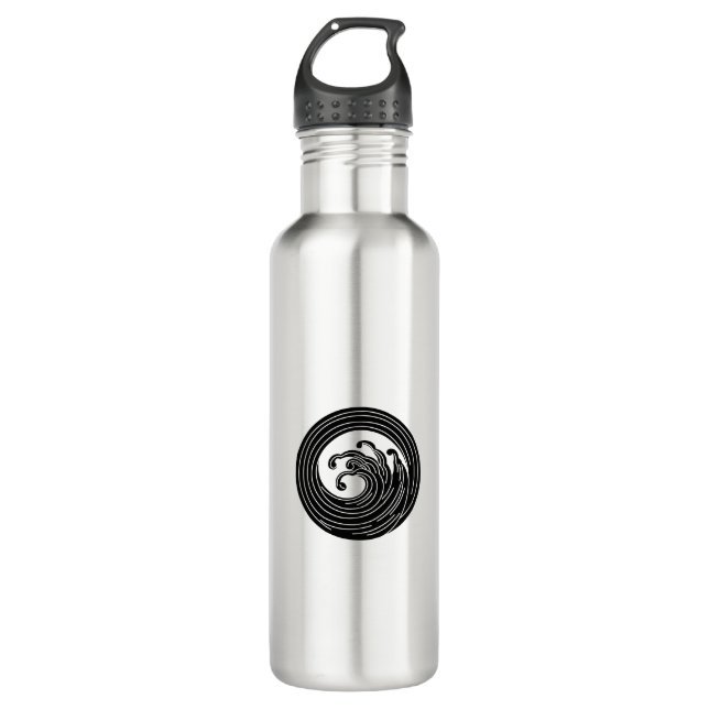 Swirl-like wave circle 710 ml water bottle (Front)