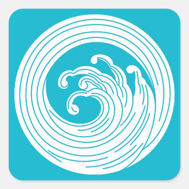 Swirl-like wave circle square sticker (Front)