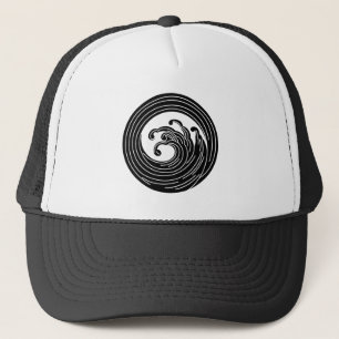 Swirl-like wave circle trucker hat