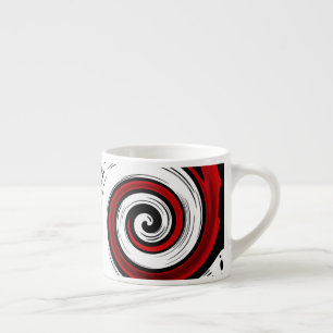 Swirl liquid circle modern black red white colours espresso cup