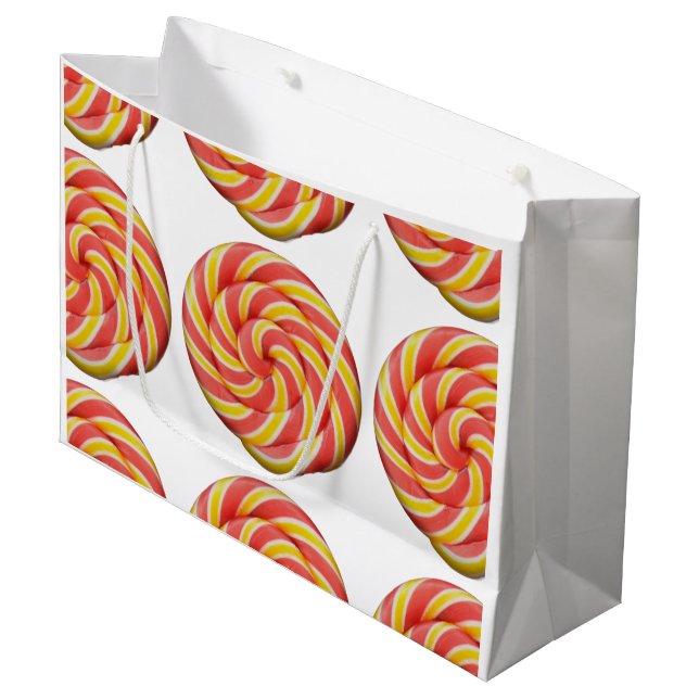 Swirl Lollipop Candy Design Large Gift Bag (Front Angled)