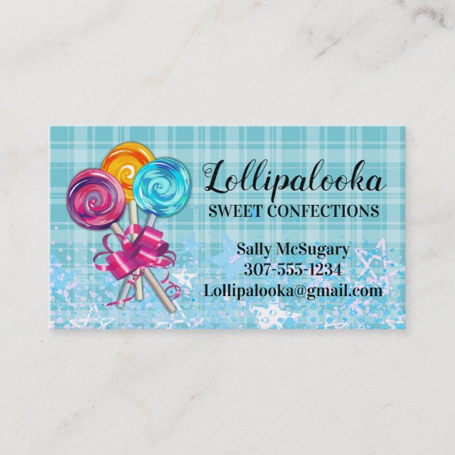 swirl lollipops candy confections business card (Front)
