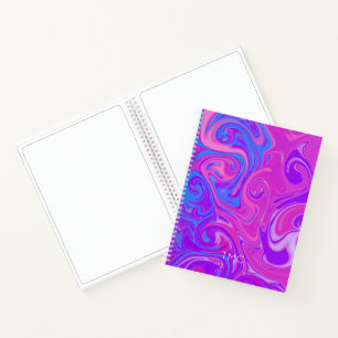 Swirl Marble Paint Art INITIALS Pink Sketch Fun Notebook