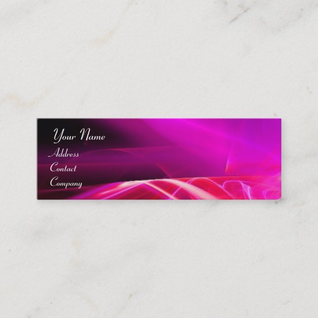 SWIRL  MONOGRAM Vibrant black pink  violet Mini Business Card (Front)