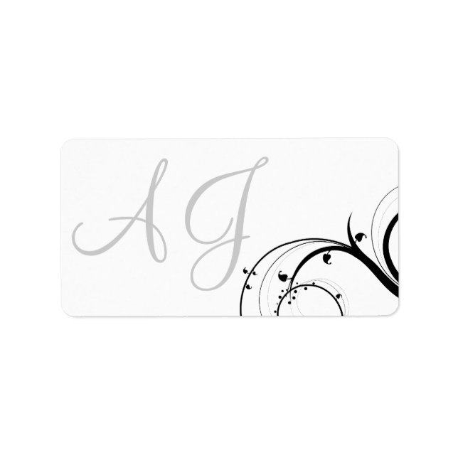 Swirl Monogram Wedding Invitation Address Labels (Front)