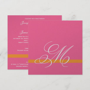 Swirl Monogram Wedding Invitation Pink Silver