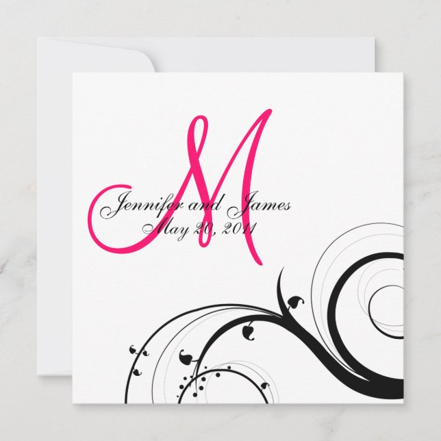 Swirl Monogram Wedding Save the Date Back View (Front)