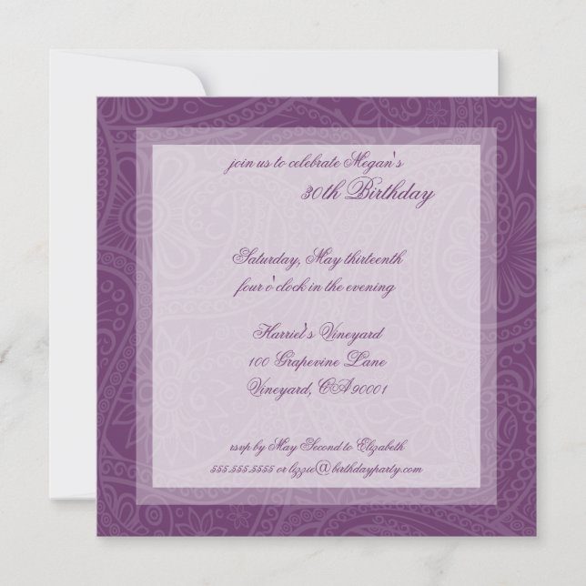 Swirl Pattern Birthday Party Invitations (Front)