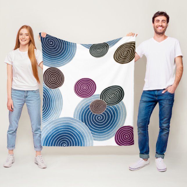 Swirl Pattern, Japanese Design Fleece Blanket (In Situ)