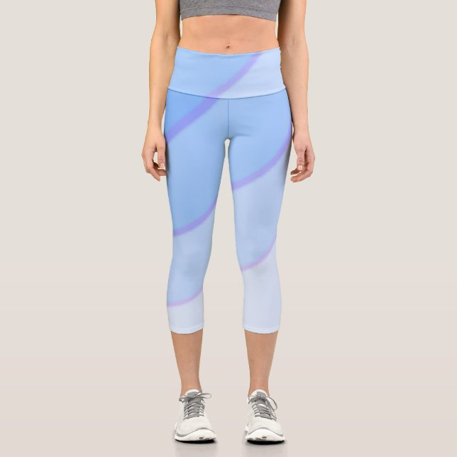 Swirl pattern pastel ombre Blue  Capri Leggings (Front)
