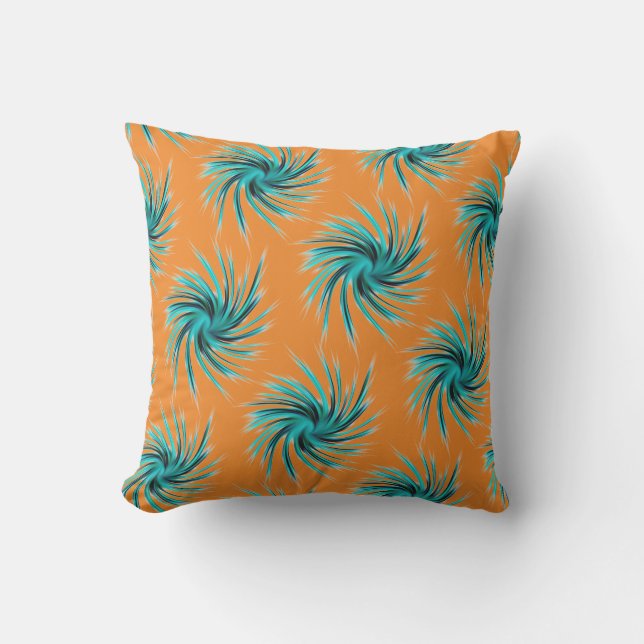 Swirl Pattern - Teal Green Blue Orange Yellow Cushion (Front)