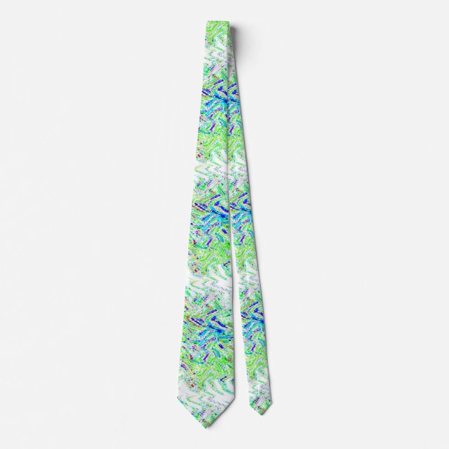 Swirl Patterns Abstract Colourful Bright Green 202 Tie (Front)