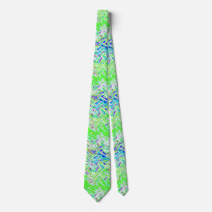 Swirl Patterns Abstract Colourful Bright Neon Gree Tie