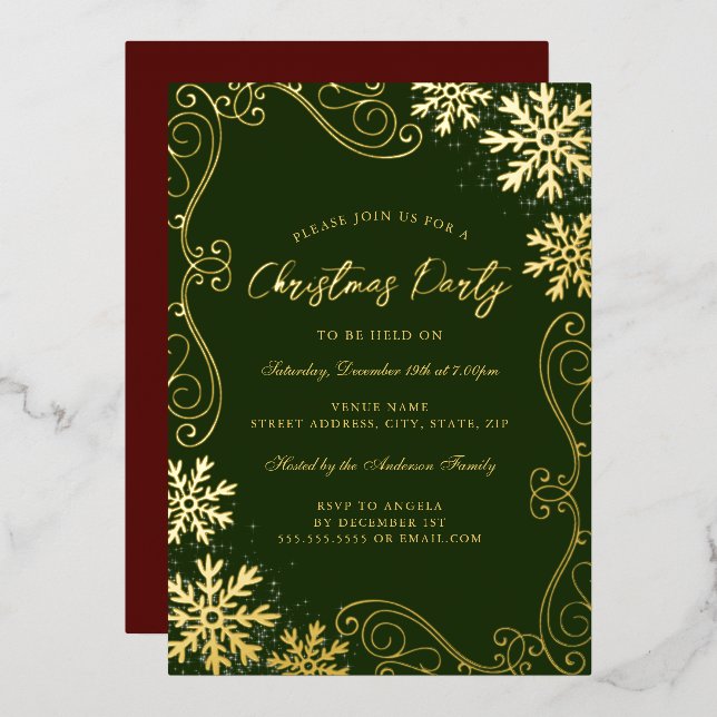 Swirl Red Green Snowflake Christmas Party (Front/Back)