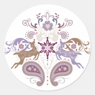 Swirl reindeer classic round sticker