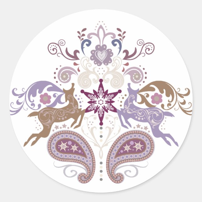 Swirl reindeer classic round sticker (Front)