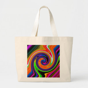 Swirl Retro Orange Large Tote Bag