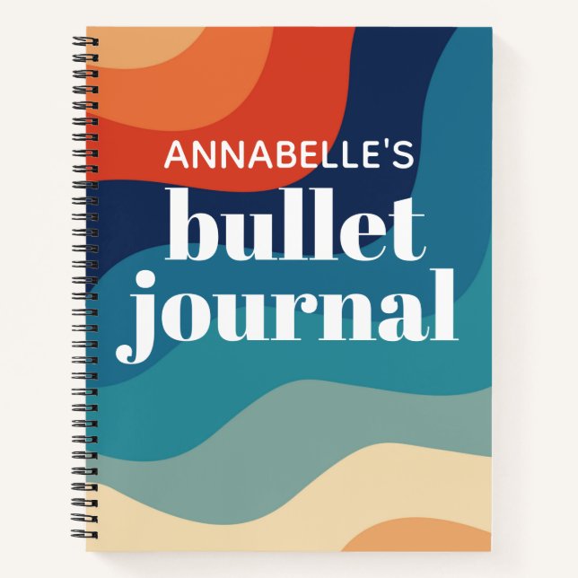 Swirl Retro Waves Rainbow Bullet Journal (Front)