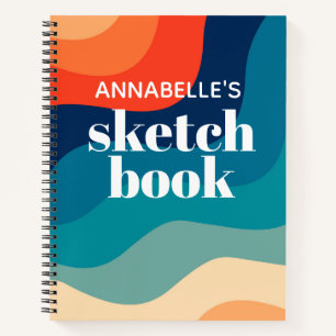 Swirl Retro Waves Rainbow Sketchbook Notebook