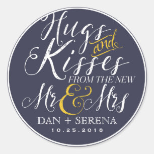 Swirl Script Mr and Mrs Wedding Favour Sticker