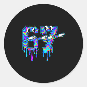 Swirl Six Seven Dab Drip 6 7 Dabbing Meme Classic Round Sticker
