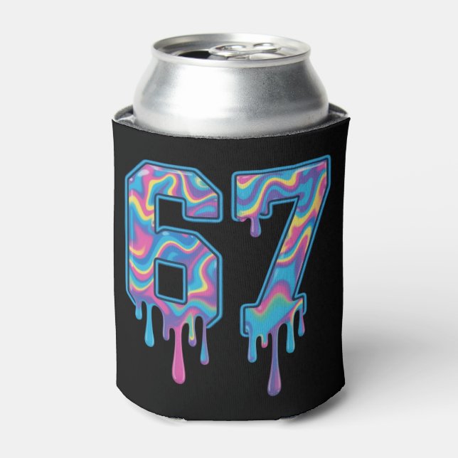 Swirl Six Seven Drip 6 7 Meme Gen Alpha Slang  Can Cooler (Can Front)