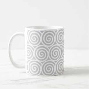 Swirl Spiral Circles on Silver Grey & White Coffee Mug