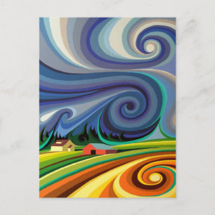 Swirl Spirits Before Storm Postcard Farm Home Sky