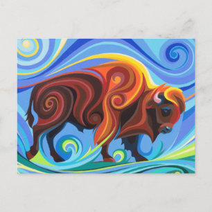 Swirl Spirits Buffalo Bison Postcard Power Animal