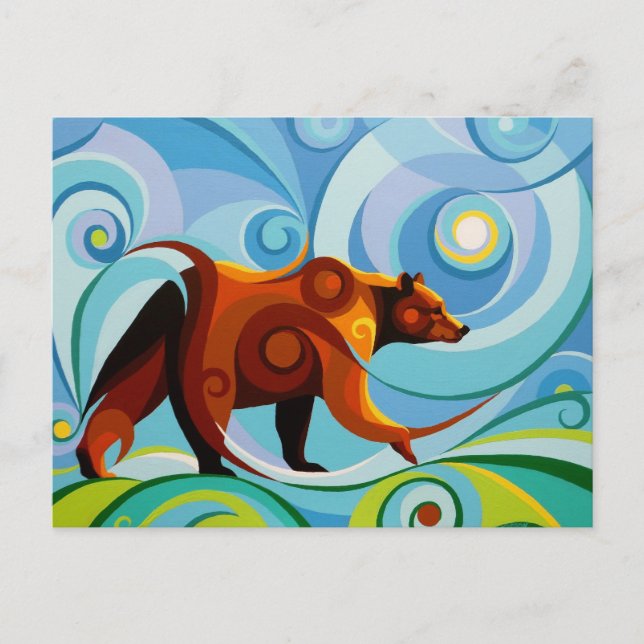 Swirl Spirits Grizzly Bear Postcard Power Animal (Front)