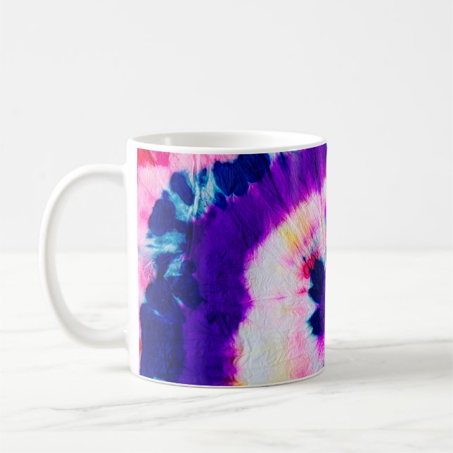 Swirl Tie Dye. Rainbow Fabric Tie Dye. Boho Fashio Coffee Mug (Left)