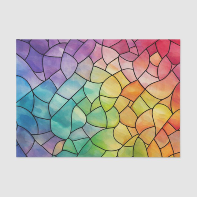 Swirl Tiles Rainbow Glass Decoupage Tissue Paper (Front)