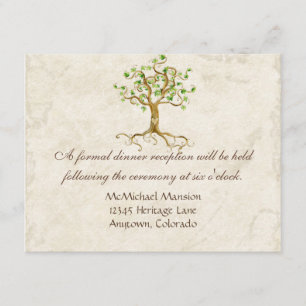 Swirl Tree Root Antiqued Sage Reception Invite