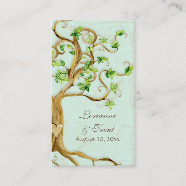Swirl Tree Roots Antique Tan Escort Place Cards (Front)