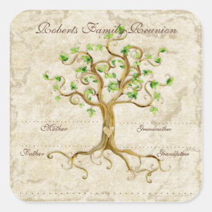 Swirl Tree Roots Antiqued Family Reunion Name Tags